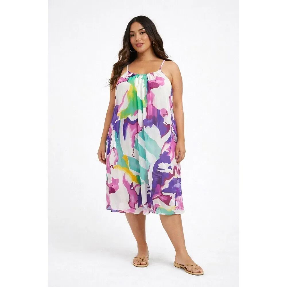 American Living Size 12 Watercolor Print Swing Dress Sleeveless Vacation